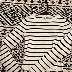 Classic Black and White Striped Long Sleeve Top